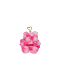 PINK FUR CHECK BEAR CUB KEYCHAIN