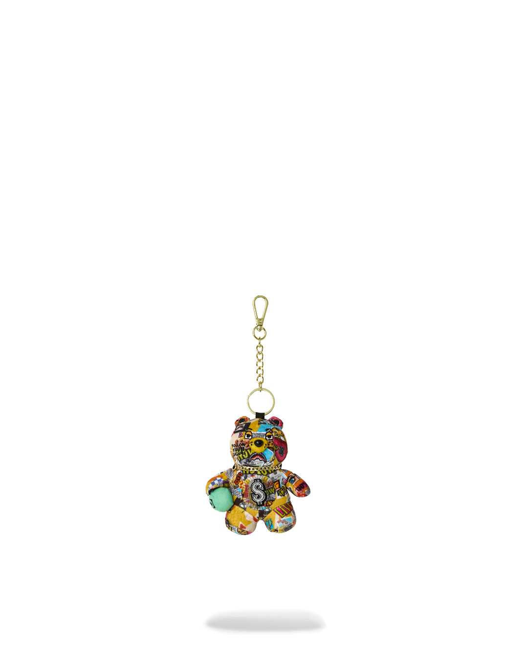 MAGAZINE COLLAGE BEAR KEYCHAIN