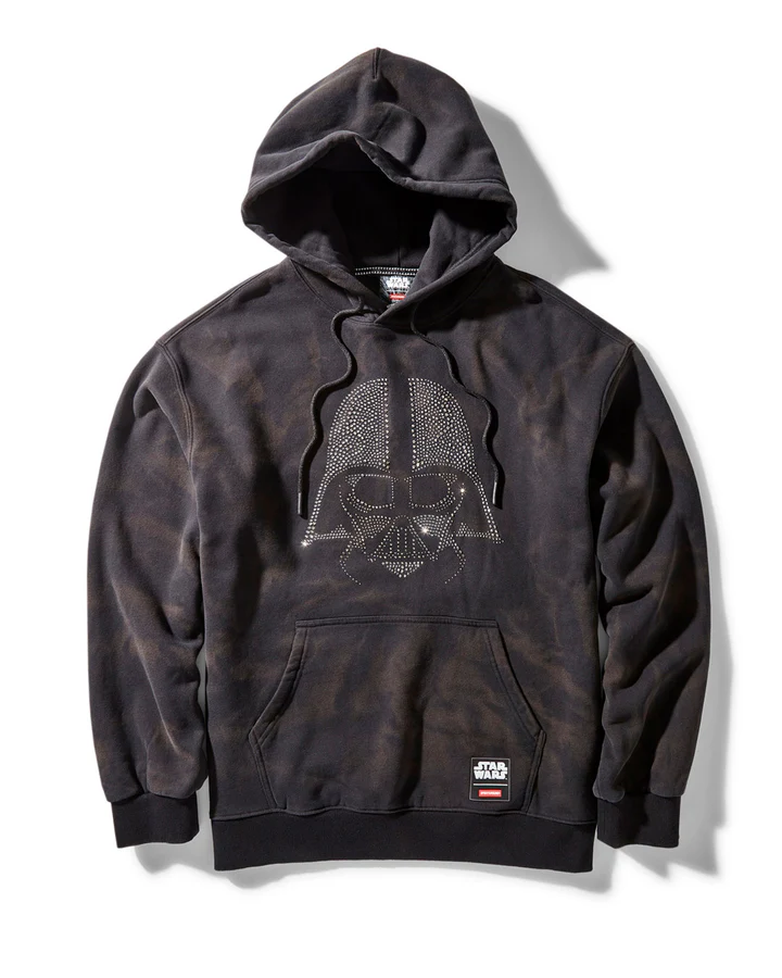 STAR WARS DARTH VADER RHINESTONE HEAD HOODIE BLACK - spraygroundgcc