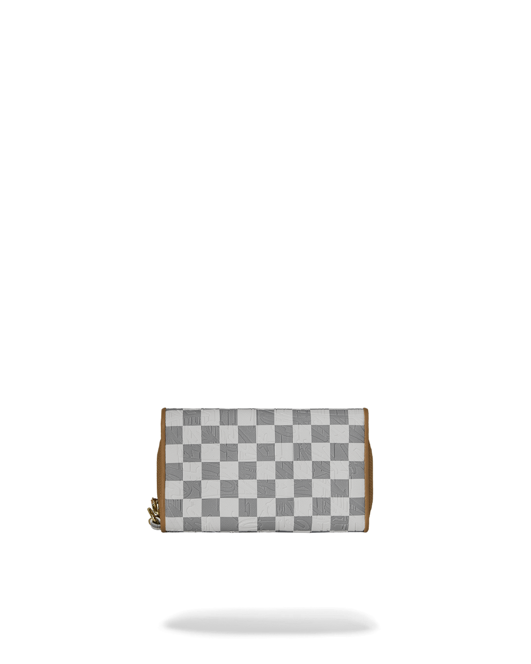 EMBOSSED CHECK CREAM TURNLOCK WALLET w/ WRISTLET STRAP
