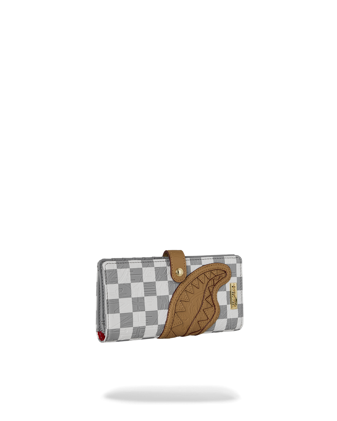 EMBOSSED CHECK CREAM FOLD WALLET