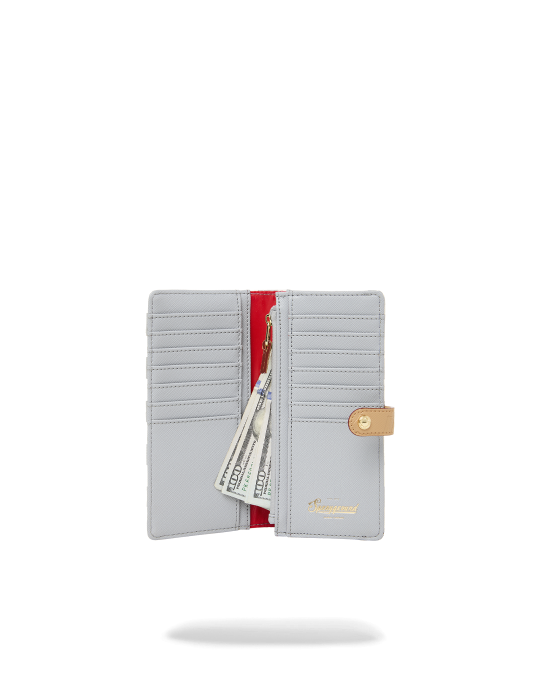 EMBOSSED CHECK CREAM FOLD WALLET