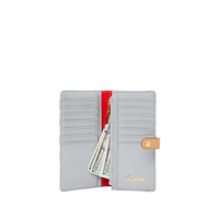 EMBOSSED CHECK CREAM FOLD WALLET